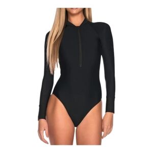 Relleciga. Black Long Sleeve Surfing Swimsuit. Size Large. NWT.